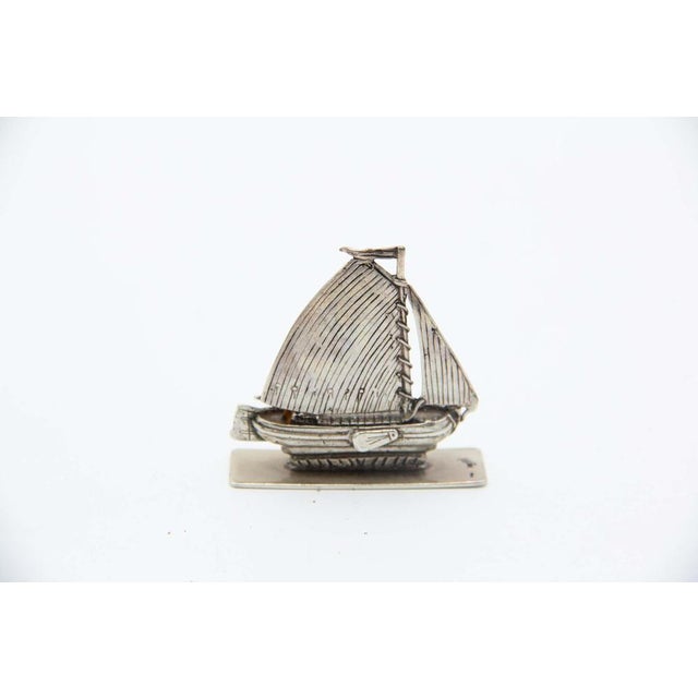 Silver Sailboat Miniature Figurine For Sale - Image 3 of 3