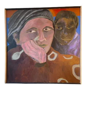 Contemporary Abstract Figurative Oil Painting by Renee Harwin, Framed