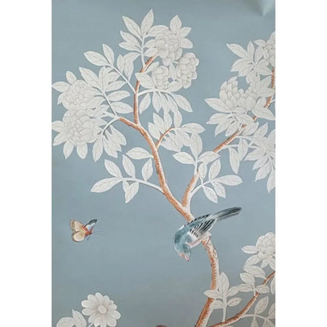 Chinoiserie Unframed Hand-Painted Chinoiserie Wallpaper Panels - A Pair For Sale - Image 3 of 3