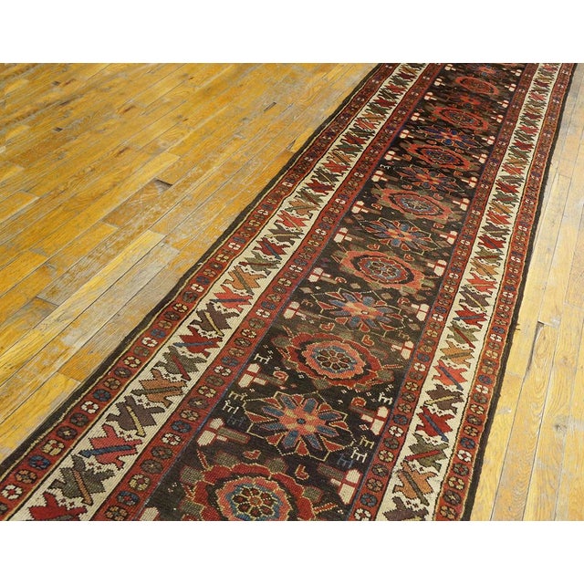 Brown 1870s Brown Mina Khani Tribal Antique Nw Persian Carpet 2'6" X 19'8" Handmade Wool Runner Rug For Sale - Image 8 of 12