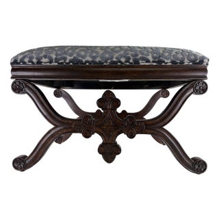 Vintage Newly Upholstered Spanish Renaissance Style Bench For Sale