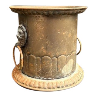 Small Brass Lion's-Head Planter For Sale