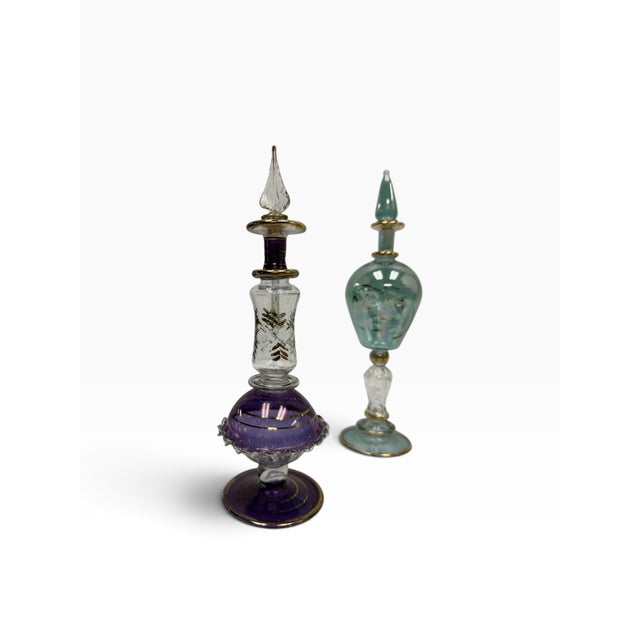 Vintage Hand-Blown Egyptian Pyrex Glass Genie Perfume Bottles – Collection of 5 For Sale - Image 4 of 8