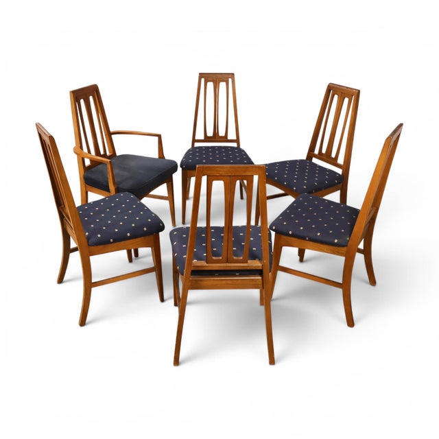 Wood Young Manufacturing Vintage Mid Century Modern Set of 6 Tapered Ladder Back Dining Chairs For Sale - Image 7 of 8