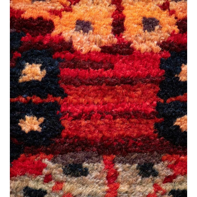 Red Mid 20th Century Vintage Floral Tomato-Red Handwoven Wool Turkish Rug For Sale - Image 8 of 9