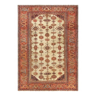 Antique Farahan Persian Rug in Cream and Red With All Over Pattern | Rug & Kilim For Sale