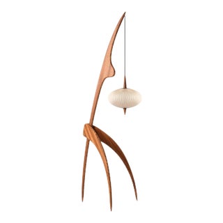 Limited Edition Rispal 'Praying Mantis Zébrant' Floor Lamp in Zebra Wood For Sale