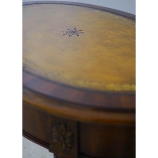 Maitland - Smith Maitland Smith Oval Leather Top Regency End Table For Sale - Image 4 of 14