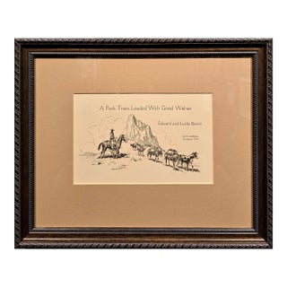 Edward Borein 1928 Original Western Holiday Card Etching For Sale
