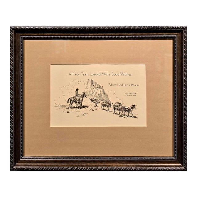 Edward Borein 1928 Original Western Holiday Card Etching For Sale