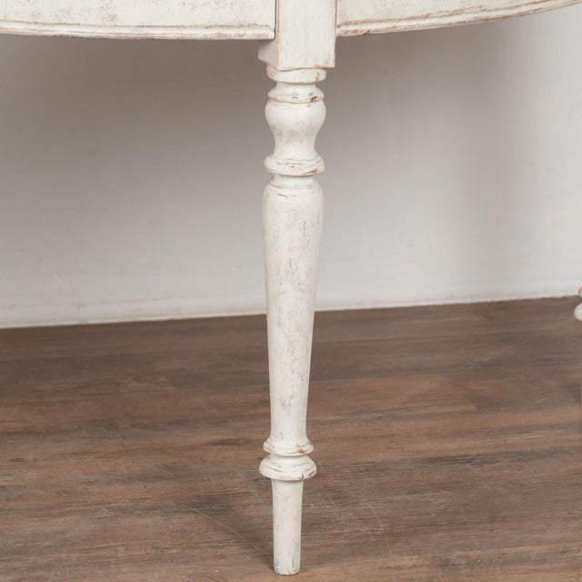 Pair, 19th Century Swedish White Painted Large Demi Lune Consoles Side Tables For Sale - Image 13 of 14