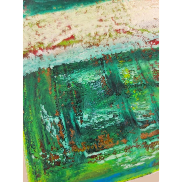 Green Mixed Media Abstract Expressionist Landscape - Oil and Oil Pastel on Canvas by Alexandra Swistak For Sale - Image 8 of 15