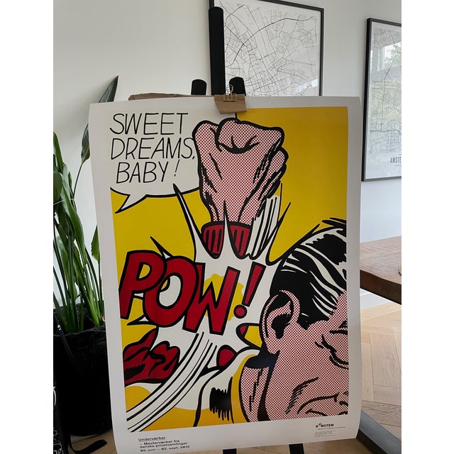 Paper Roy Lichtenstein (1923-1997) Iconic Exhibit Poster Sweet Dreams, Baby (1965), Original Roy Lichtenstein Museum Poster, Printed in Denmark For Sale - Image 7 of 7