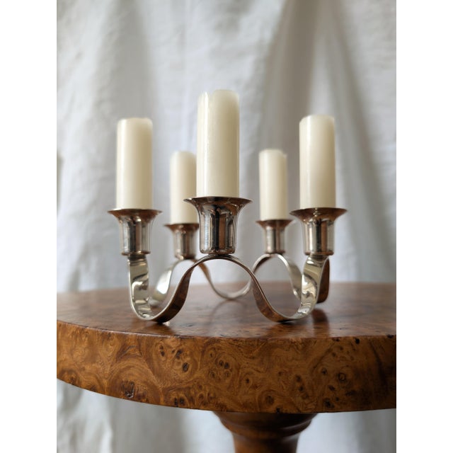 An antique silver plated circular waveform candleholder by silversmith Charles Wright (active circa 1775-1786). A...