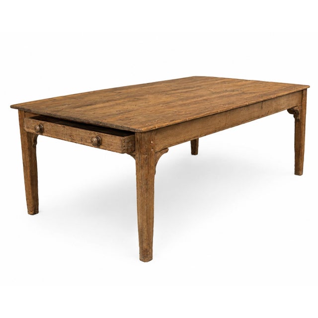 Wood French Provincial Pine Harvest Table with Drawers, 19th Century For Sale - Image 7 of 7