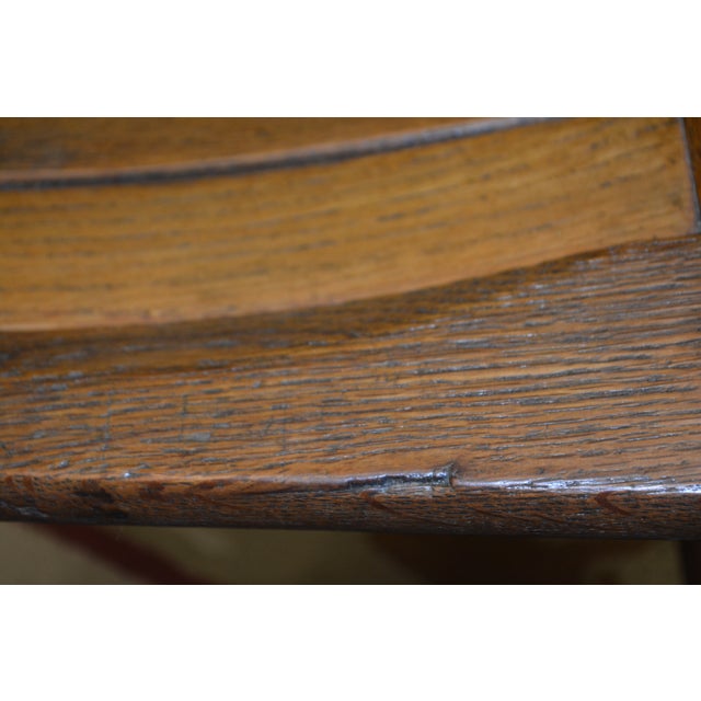 Vintage Set X 6 English Oak Tavern Slatted / Shaped Seat Ladder Back Dining Chairs For Sale - Image 12 of 16