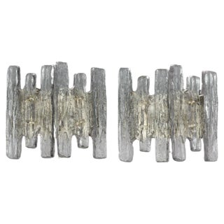 Austrian Icicle Ice Glass 3-Light Sconces from Kalmar Franken KG, 1970s, Set of 2 For Sale