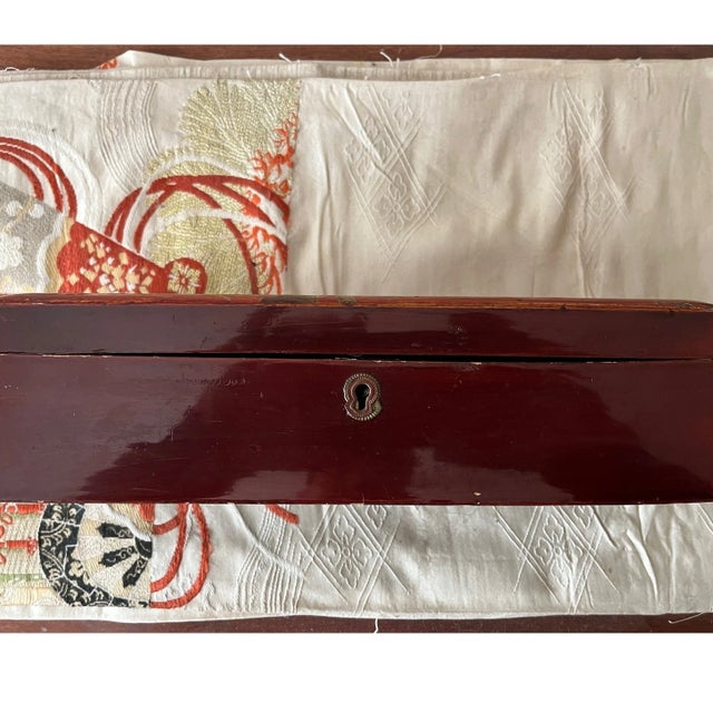 Antique 14" Japanese Meiji Maki-e Lacquer Fubako Document Box Bird & Blossoms For Sale - Image 9 of 10