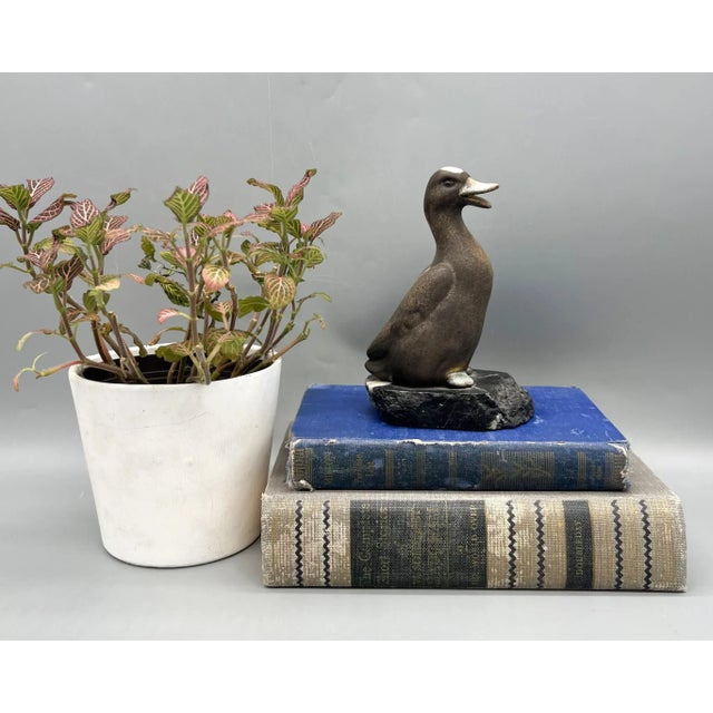 Charming, mid century modern ceramic duck mounted on marble by artist Maigonis Daga. Daga, who was originally from Latvia,...