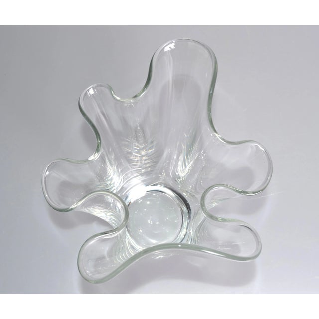 Glass Hand Blown Transparent Handkerchief Vase For Sale - Image 7 of 10