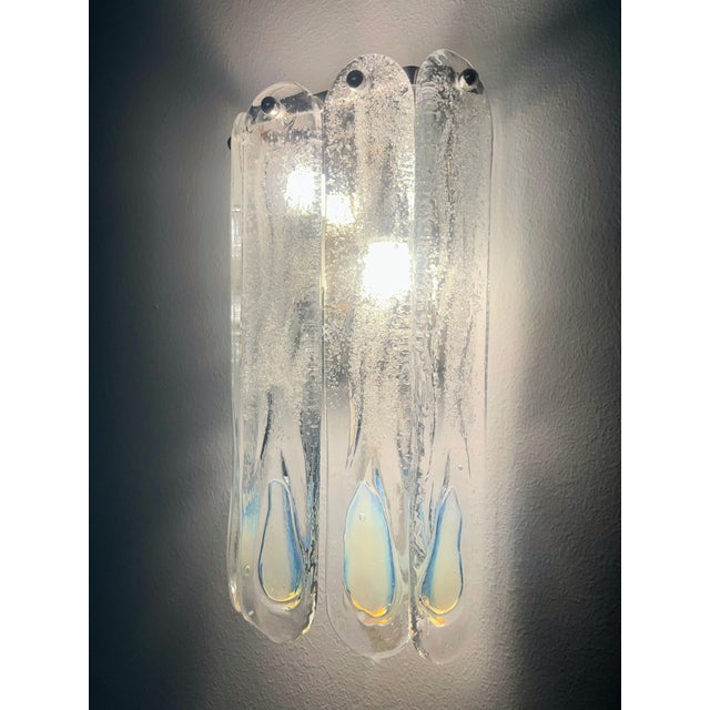 Boho Chic Mid-Century Modern Italian Iridescent Murano Wall Sconces from Mazzega, 1970s, Set of 3 For Sale - Image 3 of 18