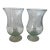 Mid Century French Biot Pale Green 7” Bubble Glass Hurricane Candle Holders / Photophores a Pair For Sale