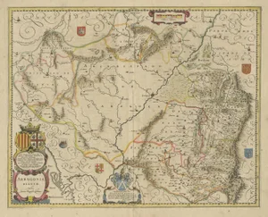 Antique Map of Northern Spanish Region of Aragon, 1650s