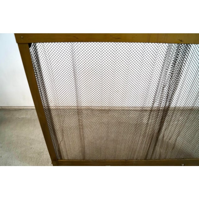 1960’s Hollywood Regency Solid Brass Fireplace Mesh Screen For Sale - Image 9 of 12
