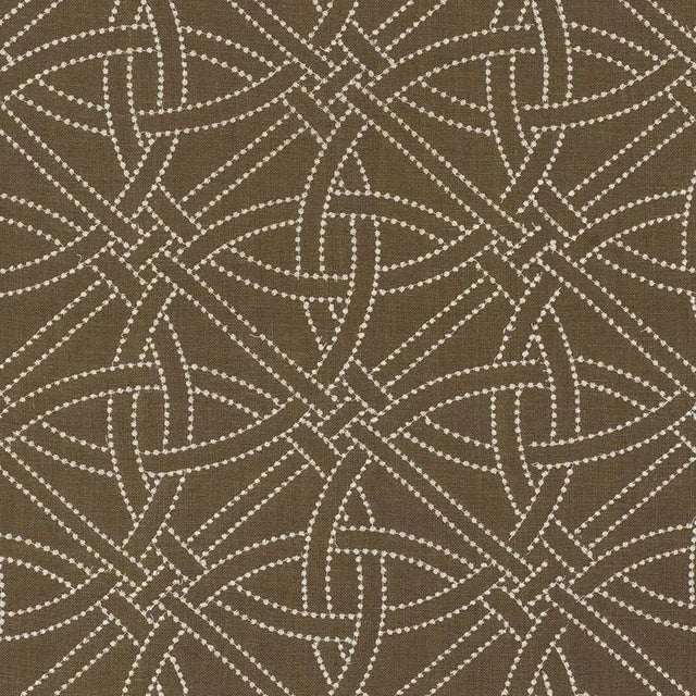 Abstract Sample - Schumacher Durance Embroidery Fabric in Truffle For Sale - Image 3 of 3