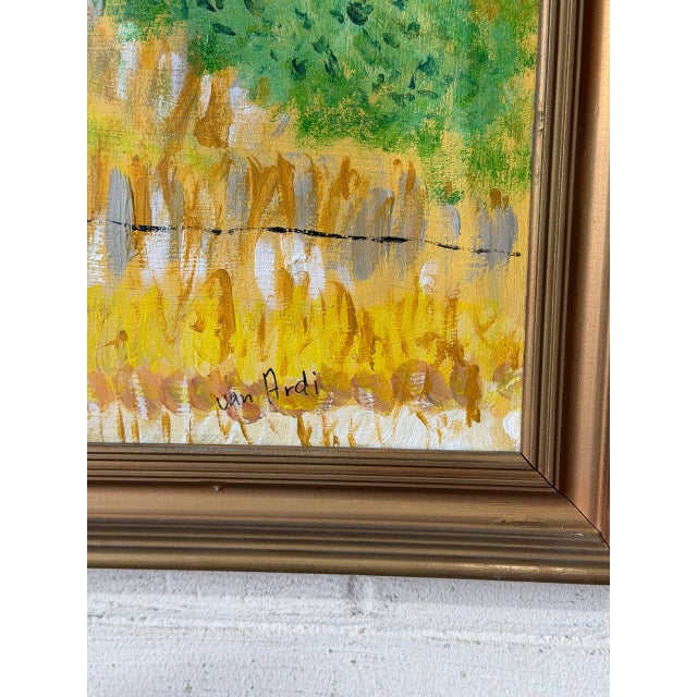 Textile Van Ardi Framed Rural Landscape Painting on Canvas Vintage Mid-Century Modern 1970s For Sale - Image 7 of 8