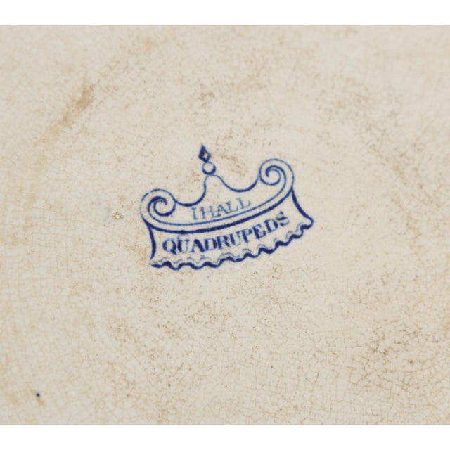 Ceramic John Hall Deep Cobalt Blue Glaze Staffordshire Plate "Quadrupeds" For Sale - Image 7 of 8