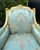 Green French Louis XV Style Blue-Green Bergere Wing Chair Set of 2 With Gold Leaf Details For Sale - Image 8 of 10