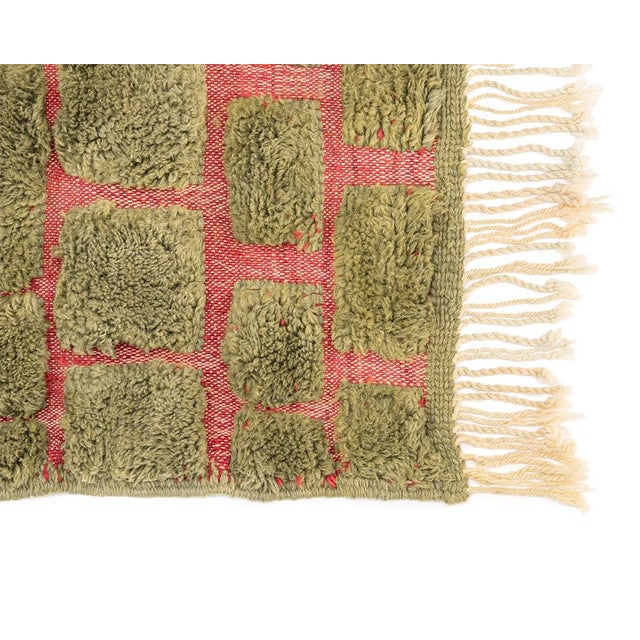 Olive Oversize Hand-Knotted Moroccan Wool Rug | 11'2" X 7'6" | One of a Kind For Sale - Image 8 of 9