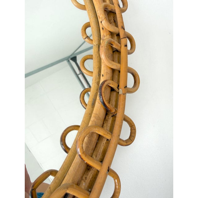 Wood Italian Round Rattan and Bamboo Wall Mirror from Franco Albini, 1950s For Sale - Image 7 of 13