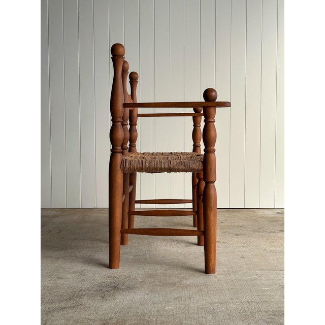 Vintage Sculptural Turned Wood Double Bench With Woven Rope Seat, C. 1950s For Sale In Greensboro - Image 6 of 14