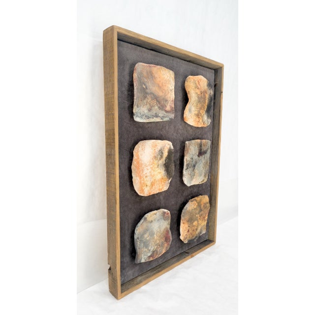 Large 1970s Framed Fired Clay Wall Art Sculpture Abstract Textures Tray For Sale - Image 10 of 11