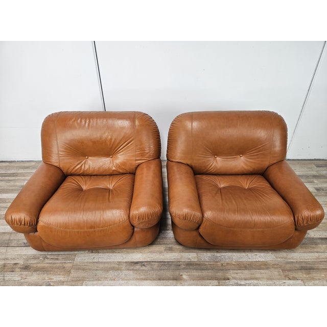 Orange Armchairs attributed to Sapporo by Mario Marenco for Mobil Girgi, 1970, Set of 2 For Sale - Image 8 of 18