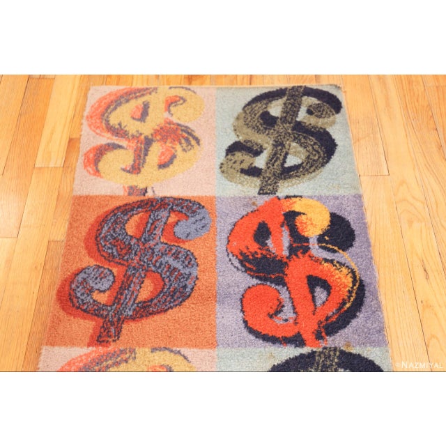 Andy Warhol Nazmiyal Collection Andy Warhol Dollars Sign Vintage Runner Rug For Sale - Image 4 of 7