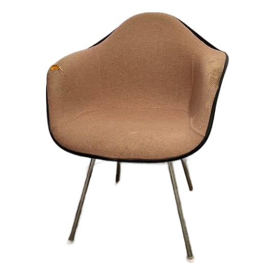 1970s Attributed to Eames Upholstered Molded Plastic Armchair For Sale