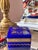 1960s Cobalt / Lapiz Italian Opaline Glass Casket With Gold Mounts and Beautiful Enamel Detail For Sale - Image 11 of 12