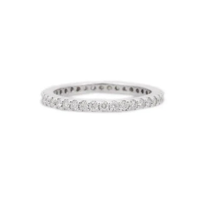18k White Gold Diamond Modern Eternity Ring for Stacking Size 6 For Sale