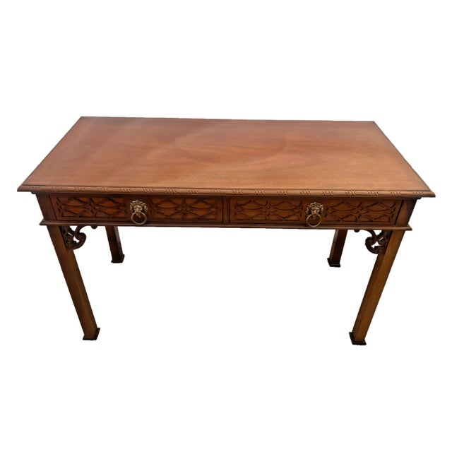 Chippendale Vintage Baker Furniture Writing Table Historic Charleston Chippendale Mahogany For Sale - Image 3 of 13