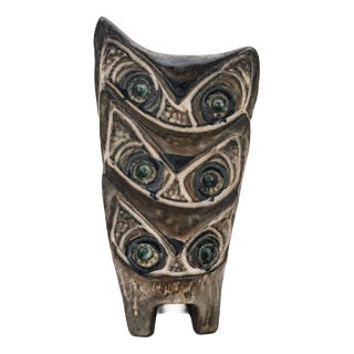 Swedish Artist, Three Owls, 1970s, Ceramic and Enamel For Sale