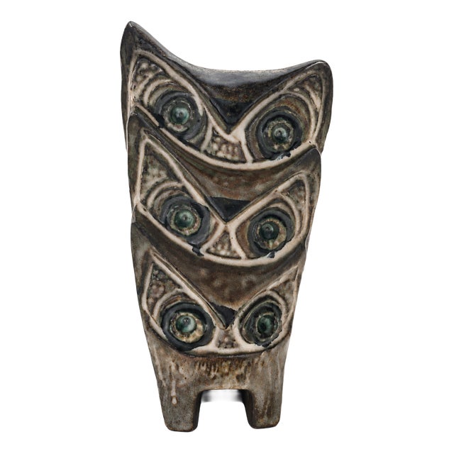 Swedish Artist, Three Owls, 1970s, Ceramic and Enamel For Sale