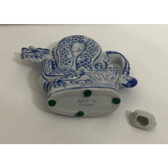 Ceramic 1990s Chinese Blue & White Ceramic Dragon Bottle For Sale - Image 7 of 7