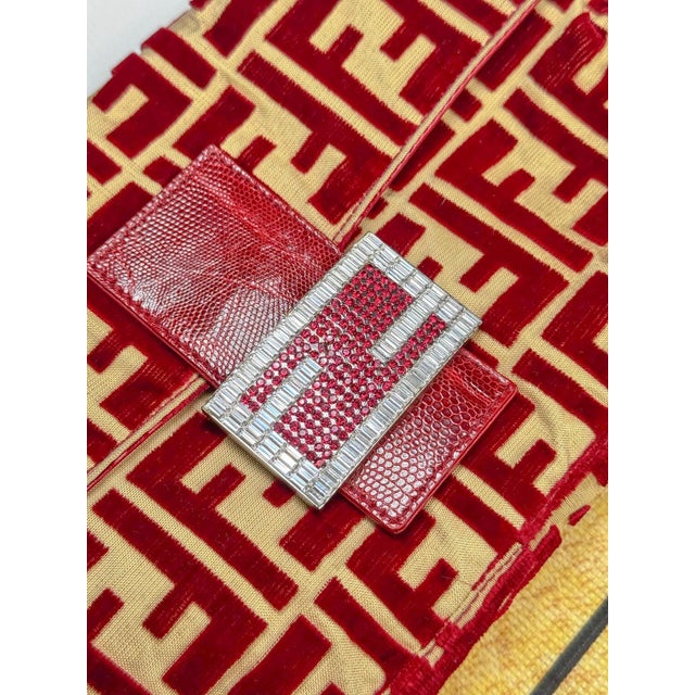 Extremely Rare Vintage Fendi red velvet baguette by Fondazione LISIO • From the esteemed Fendi collection spanning 1997 to...