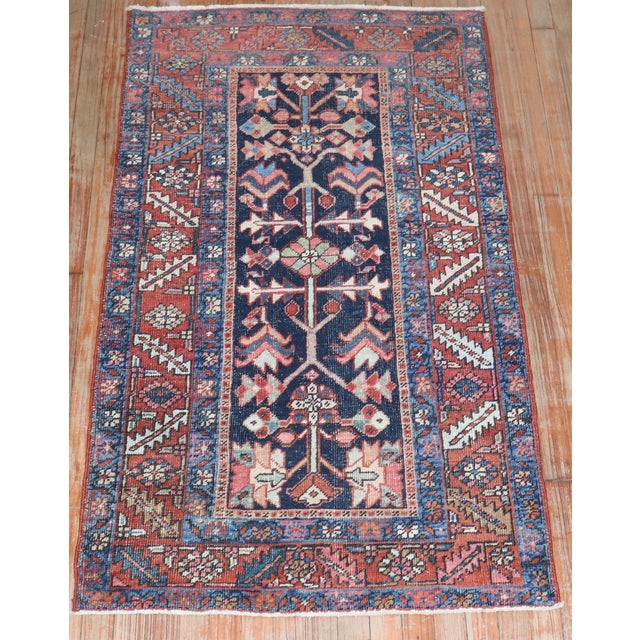 Chippendale Antique Zabihi Collection Navy Heriz Rug - 2'11" x 5'3" For Sale - Image 3 of 7