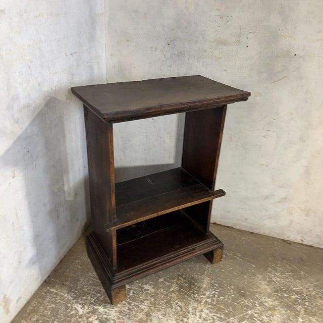 charming handmade Arts & Crafts oak shelving table, featuring a beautifully simple open construction, rich dark timber...