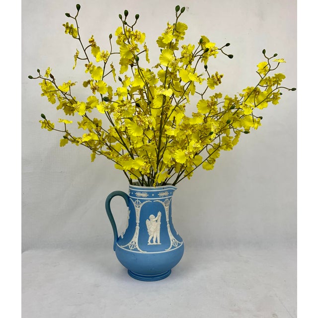 Late 19th Century Dudson Jasperware Pitcher in Blue With Neo-Classical Motif-8.25” Tall For Sale - Image 5 of 10