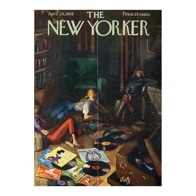 1958 Vintage New Yorker Magazine Cover by Arthur Getz, April 26, Music For Sale